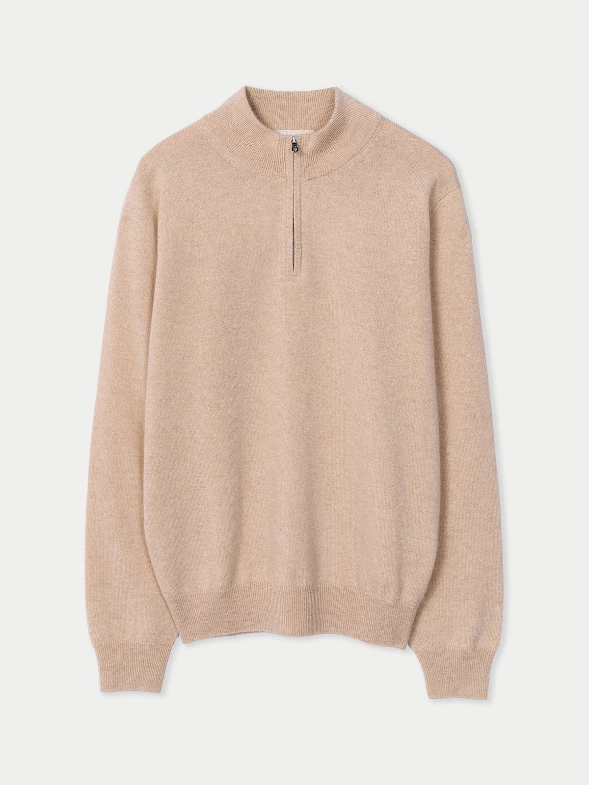 Essential Half-zip Cashmere Sweater — Beige