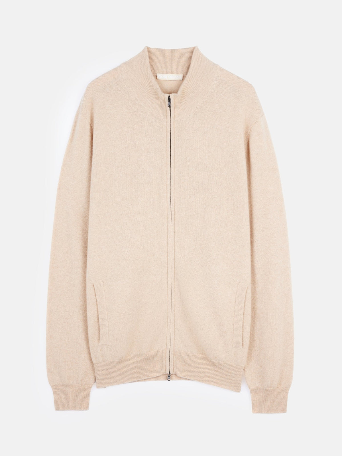 Essential Full-zip Cashmere Cardigan — Beige