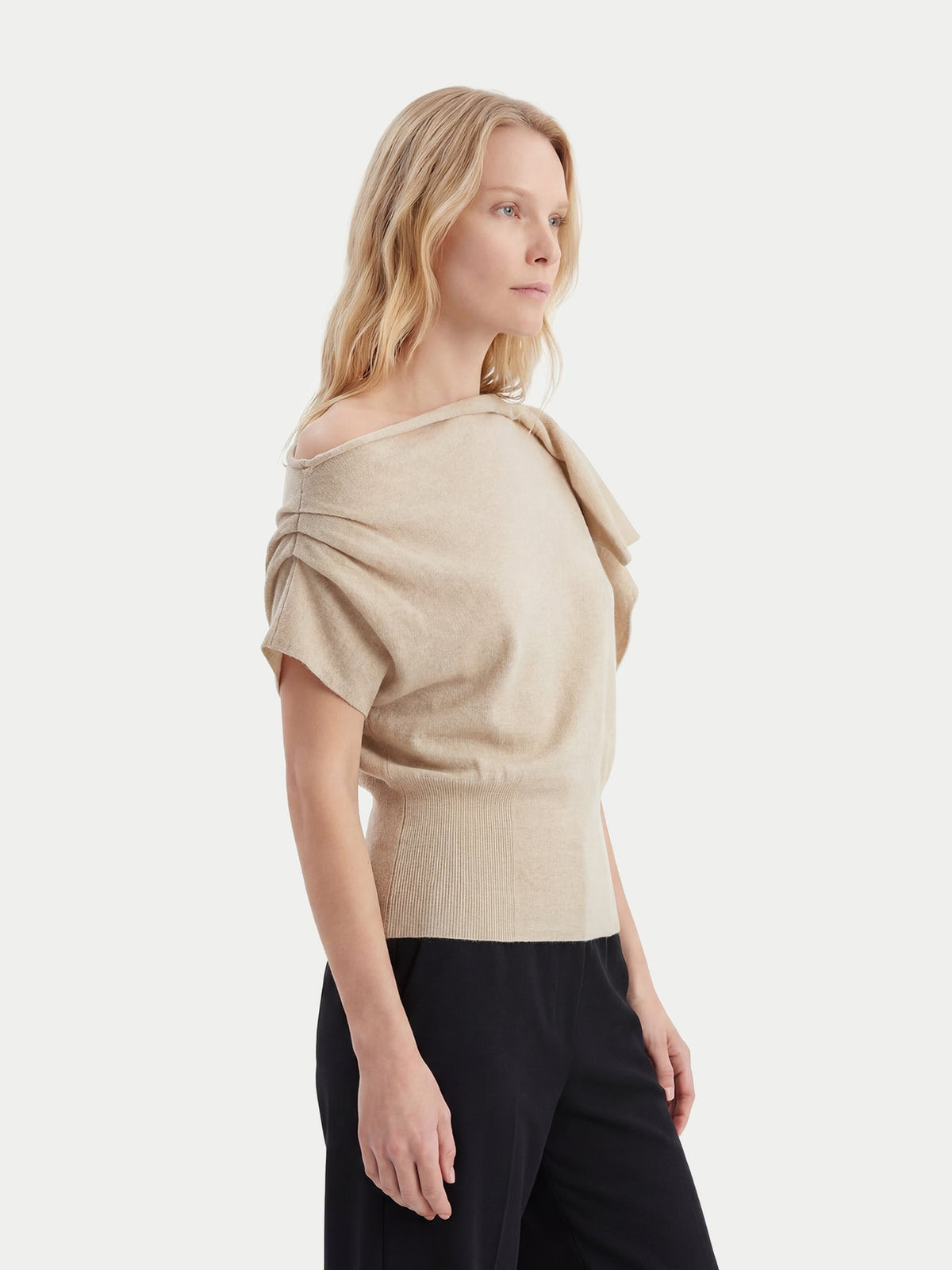 Cashmere Asymmetrical Top — Beige