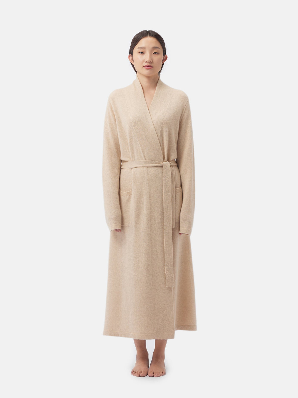 Natural Color Long Cashmere Robe — Beige