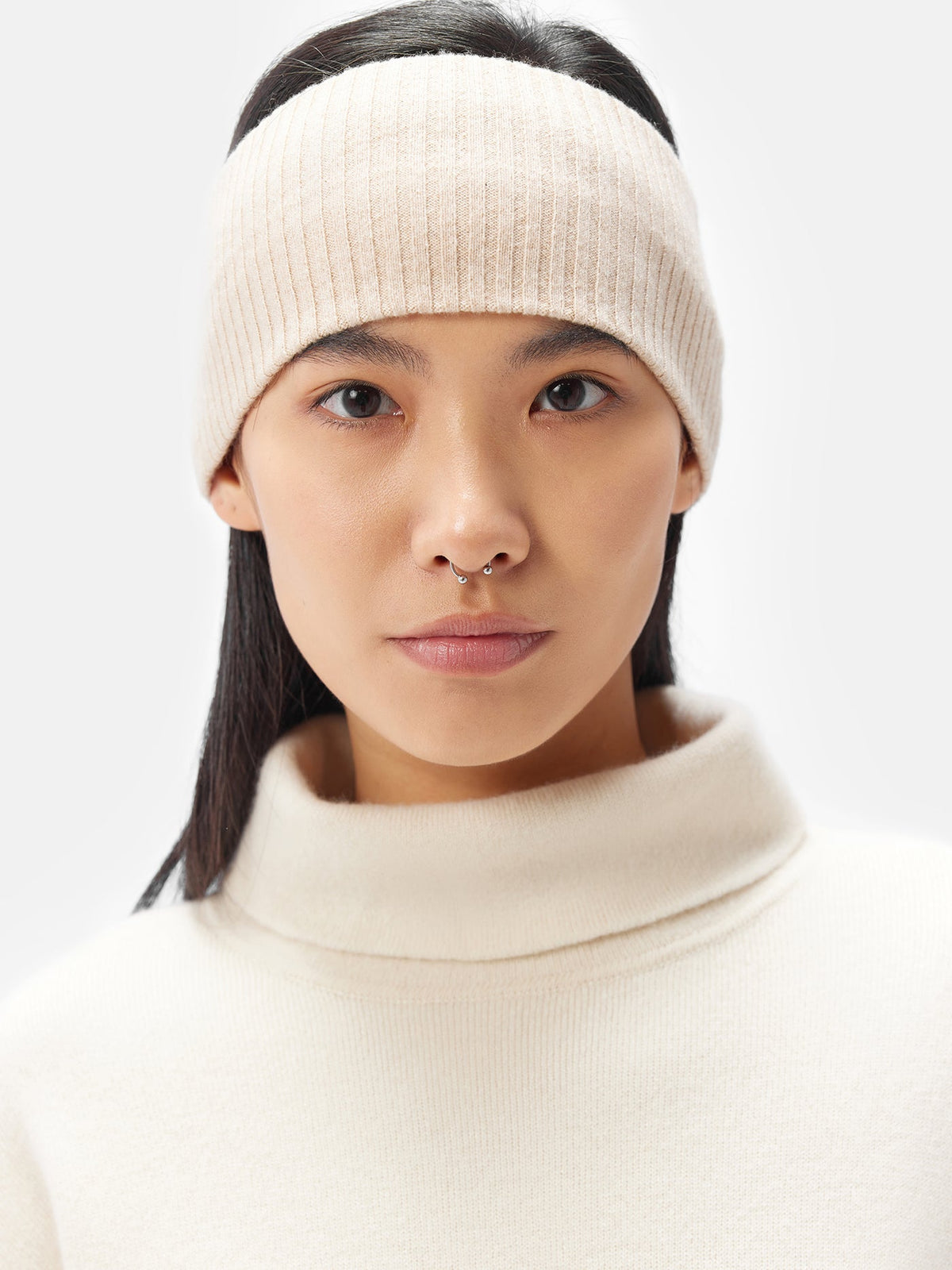 Natural Color Responsible Cashmere Headband — Beige