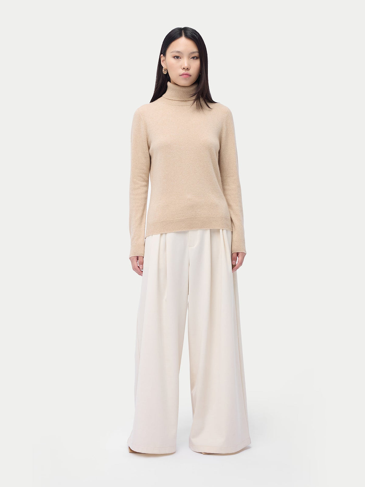 Essential Cashmere Turtleneck Sweater — Beige