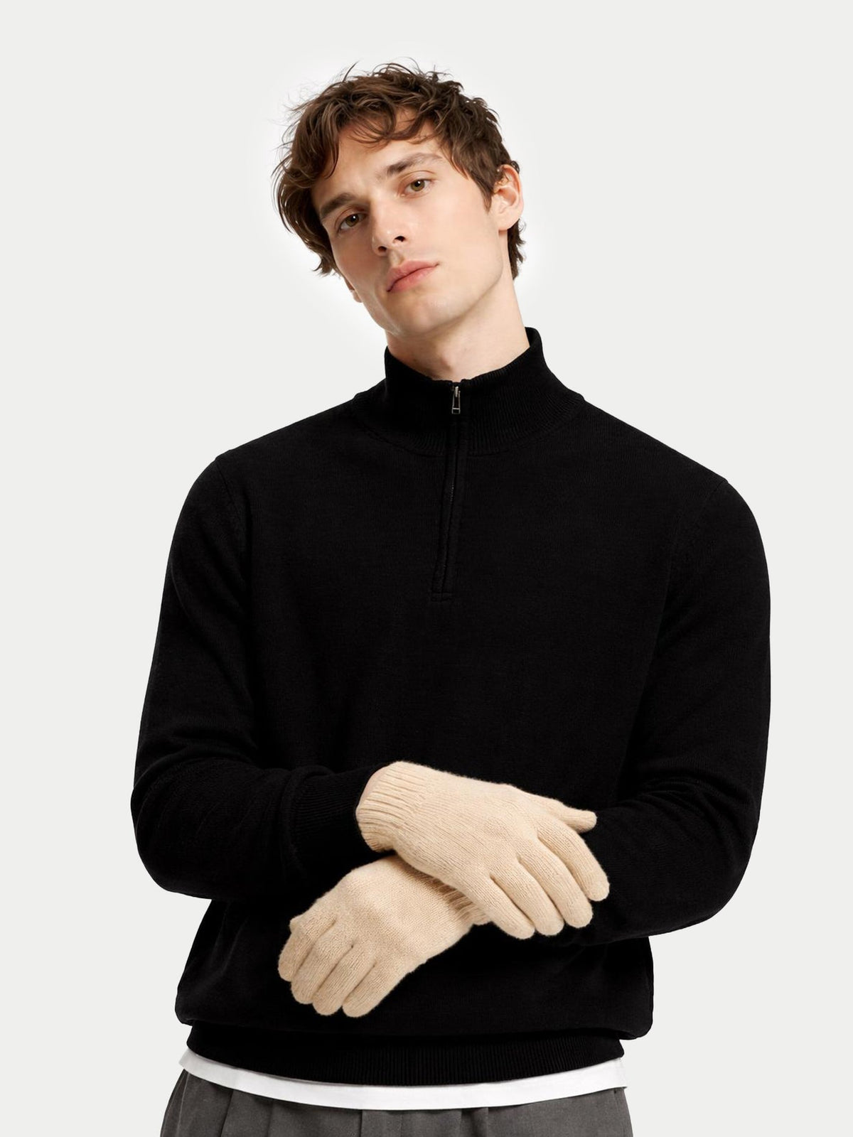Essential Knit Cashmere Gloves — Beige