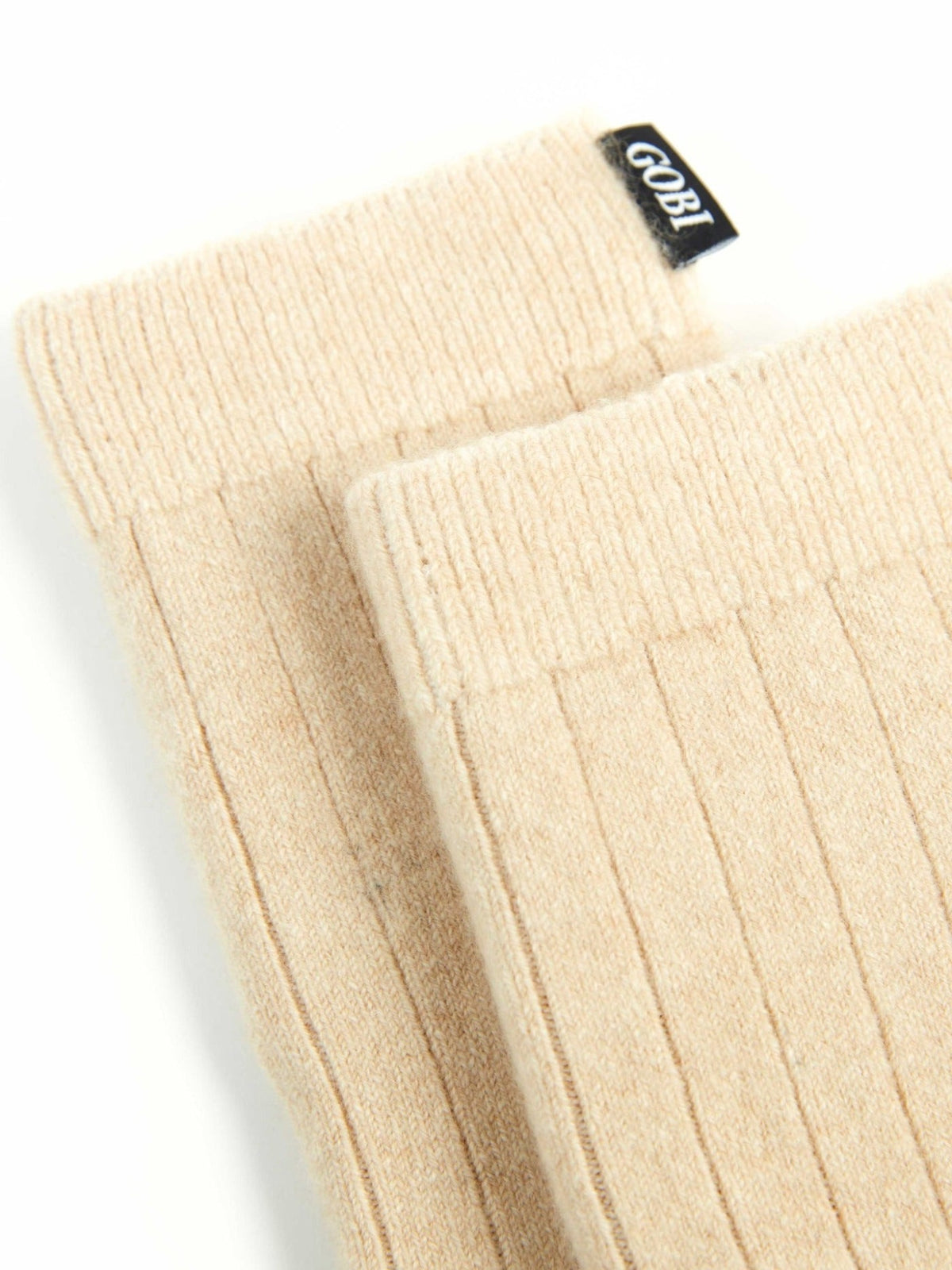 Unisex Cashmere Trim Knit Bed Socks — Beige