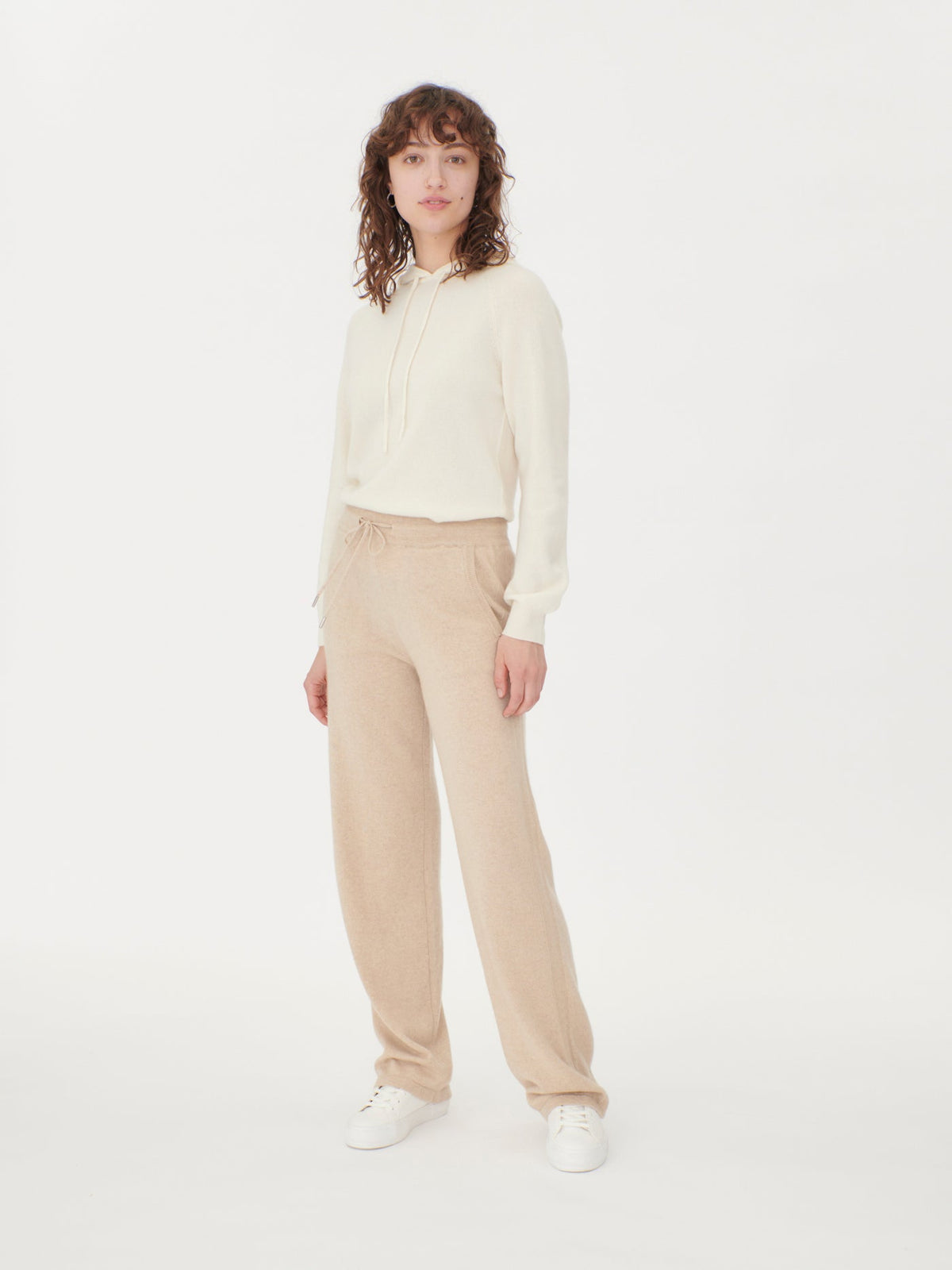 Cashmere Straight Leg Jogger — Beige