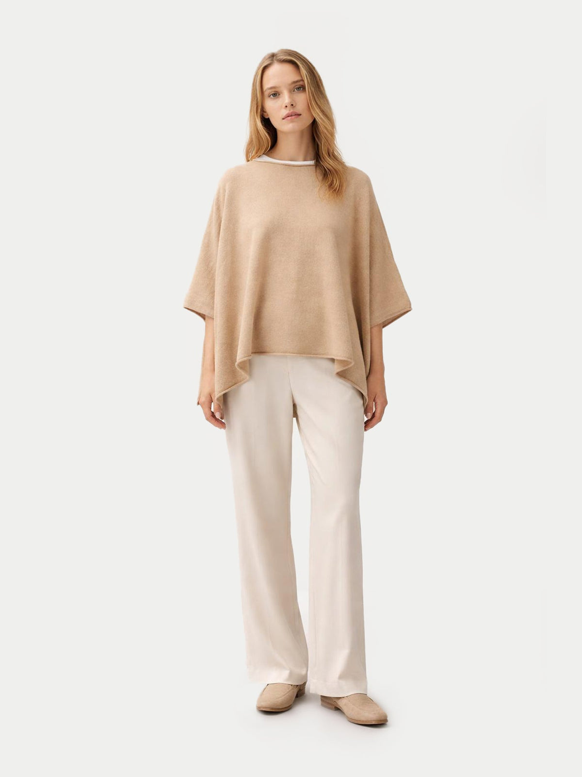 Timeless Knitted Poncho — Beige