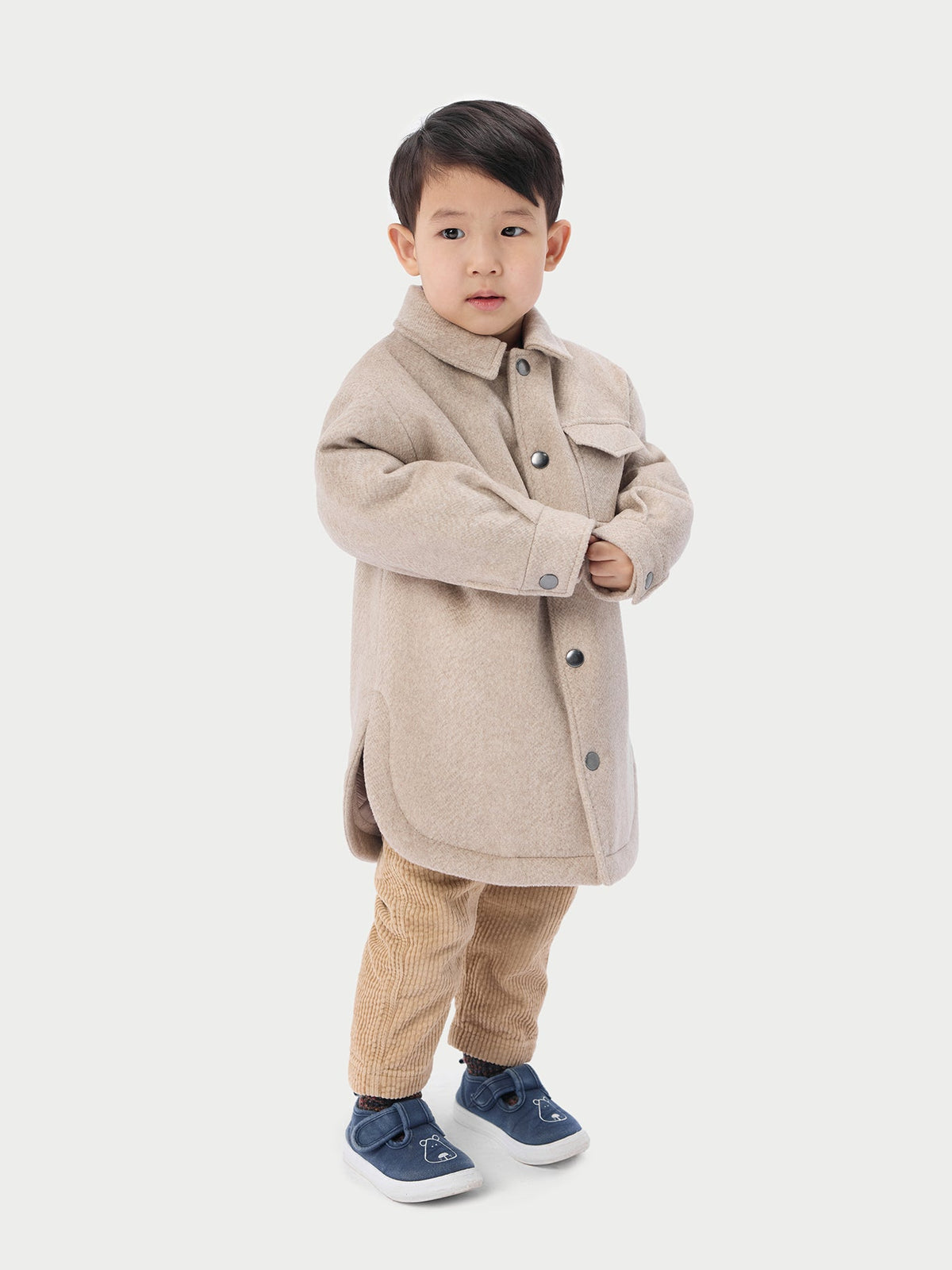 Natural Color Kids Cashmere Sewn Jacket — Beige
