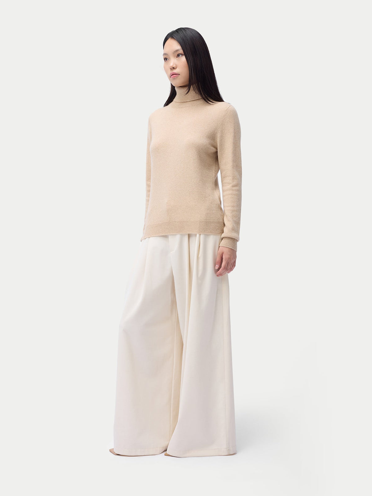 Essential Cashmere Turtleneck Sweater — Beige