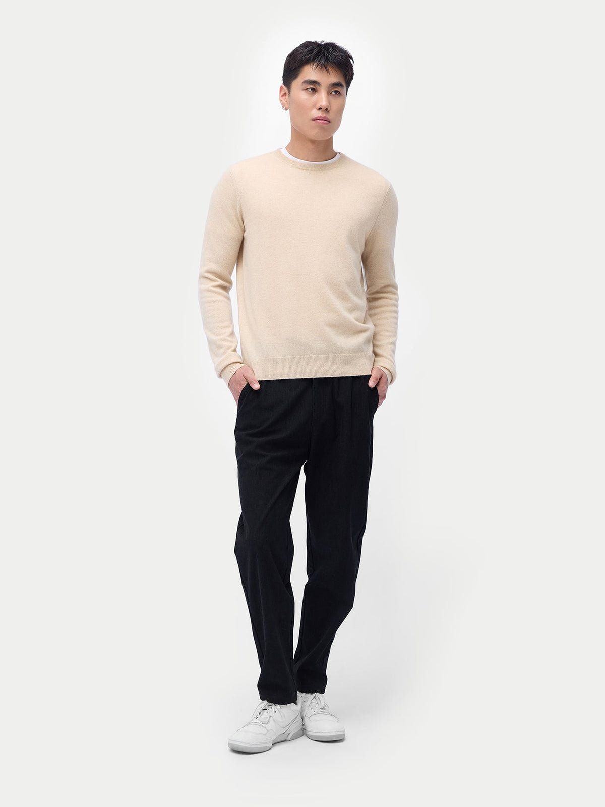 Essential Crewneck Cashmere Sweater — Beige