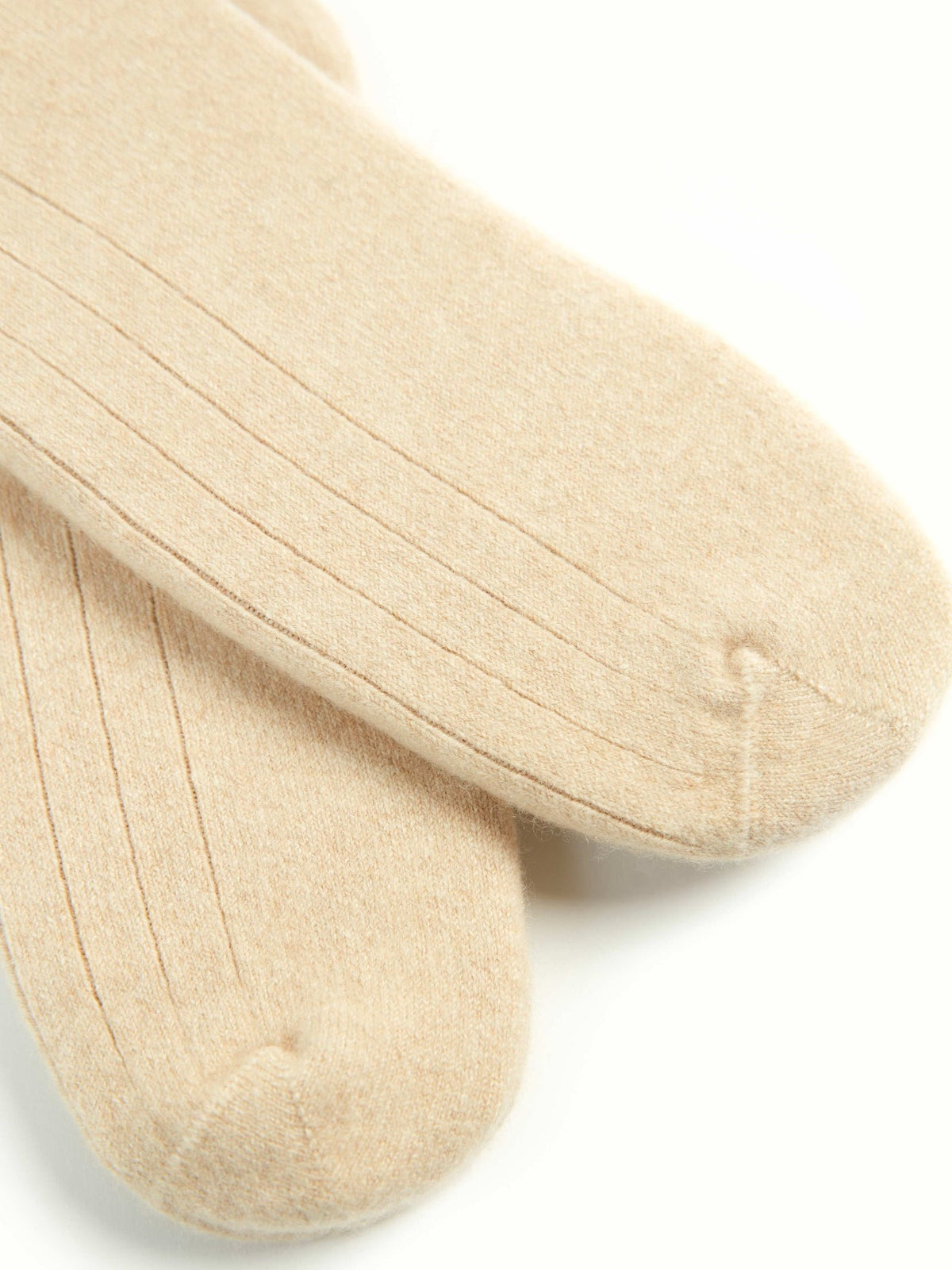 Unisex Cashmere Trim Knit Bed Socks — Beige