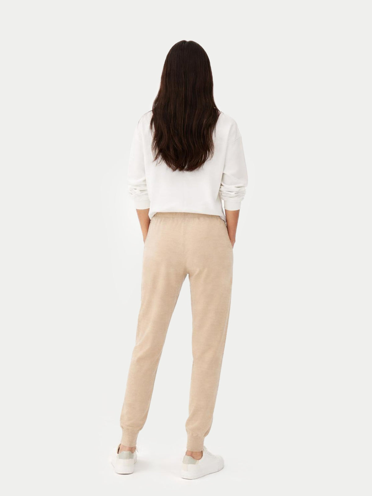 Cuffed Cashmere Jogger — Beige