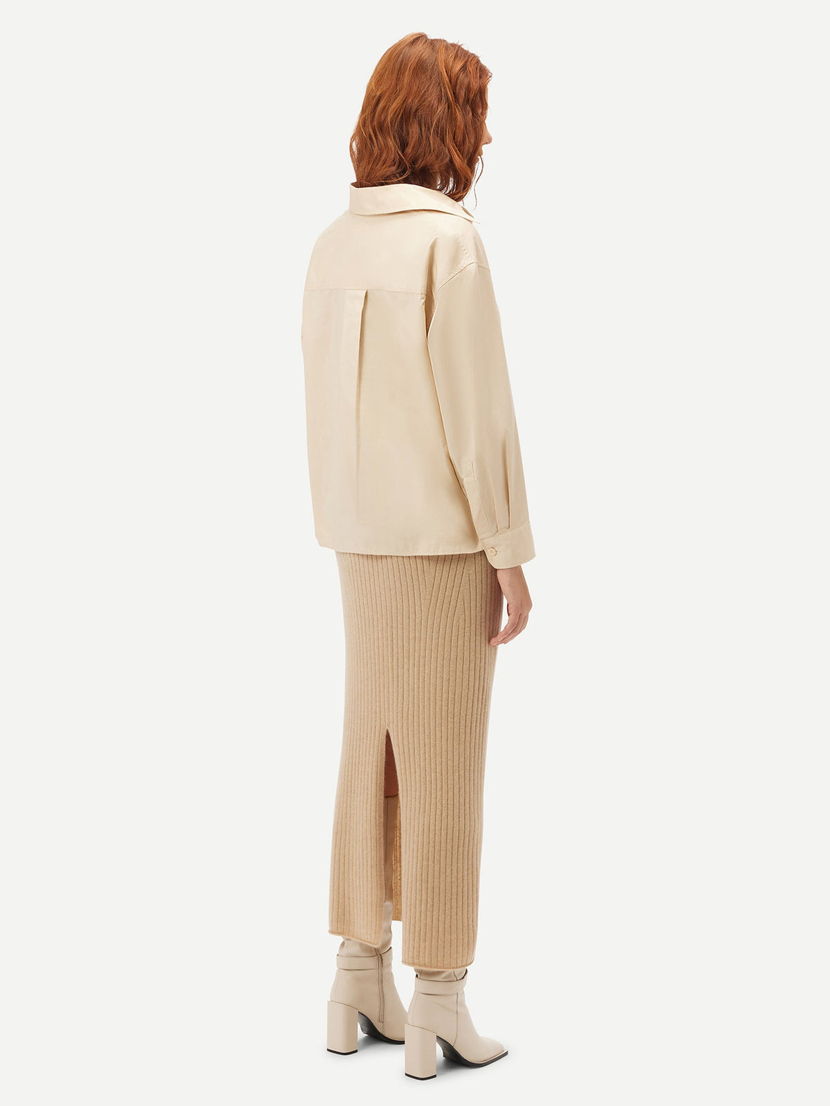 Cashmere Midi Skirt — Beige