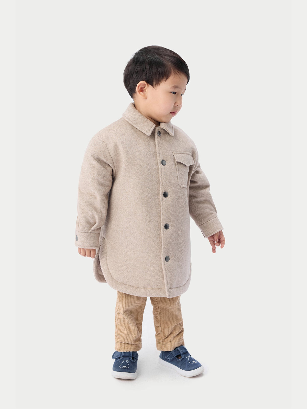 Natural Color Kids Cashmere Sewn Jacket — Beige