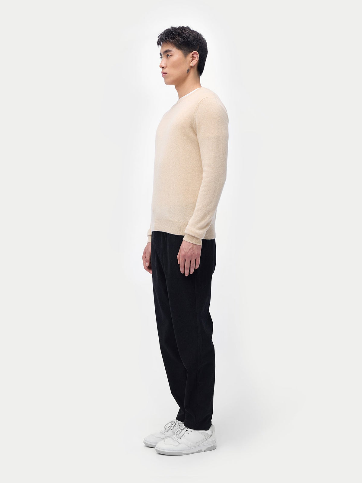 Essential Crewneck Cashmere Sweater — Beige