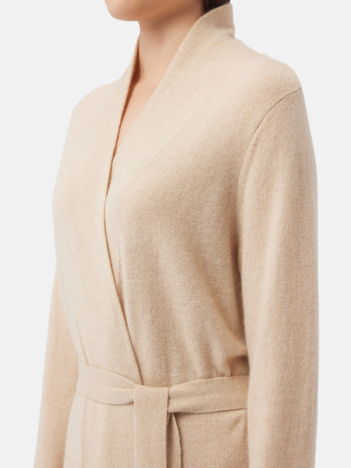 Natural Color Long Cashmere Robe — Beige