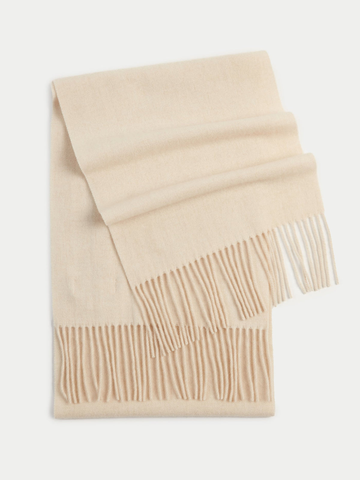 Cashmere Fringed Scarf — Beige