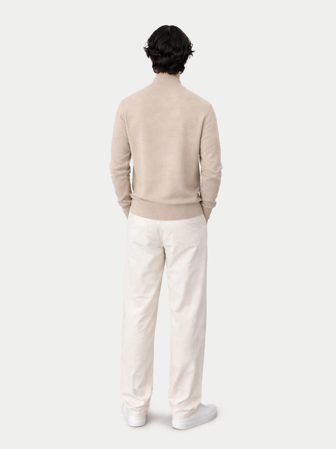 Essential Half-zip Cashmere Sweater — Beige