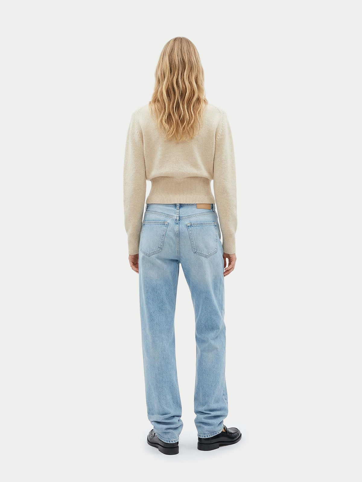 Cashmere Cinched-waist Sweater — Beige