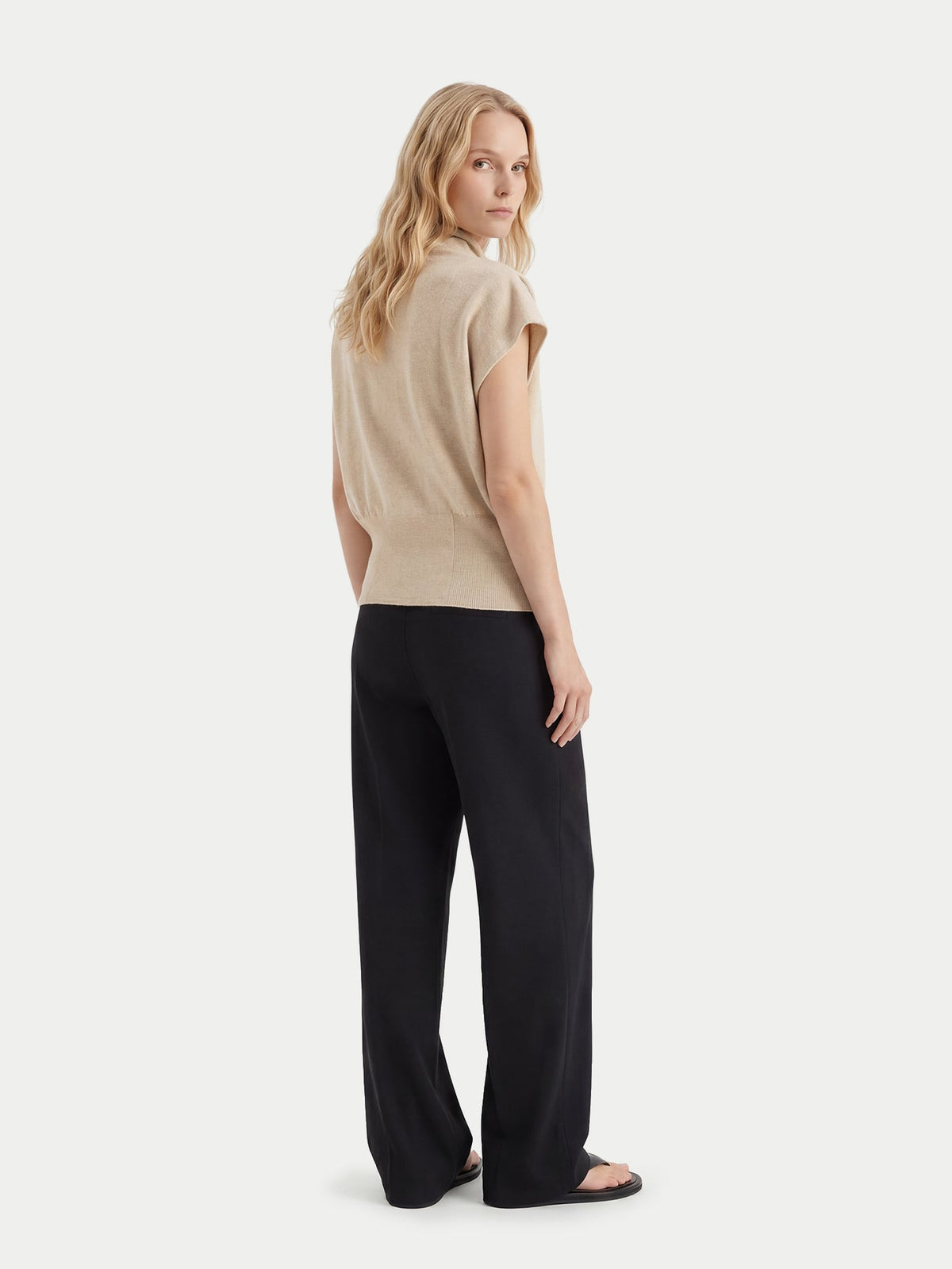 Cashmere Asymmetrical Top — Beige