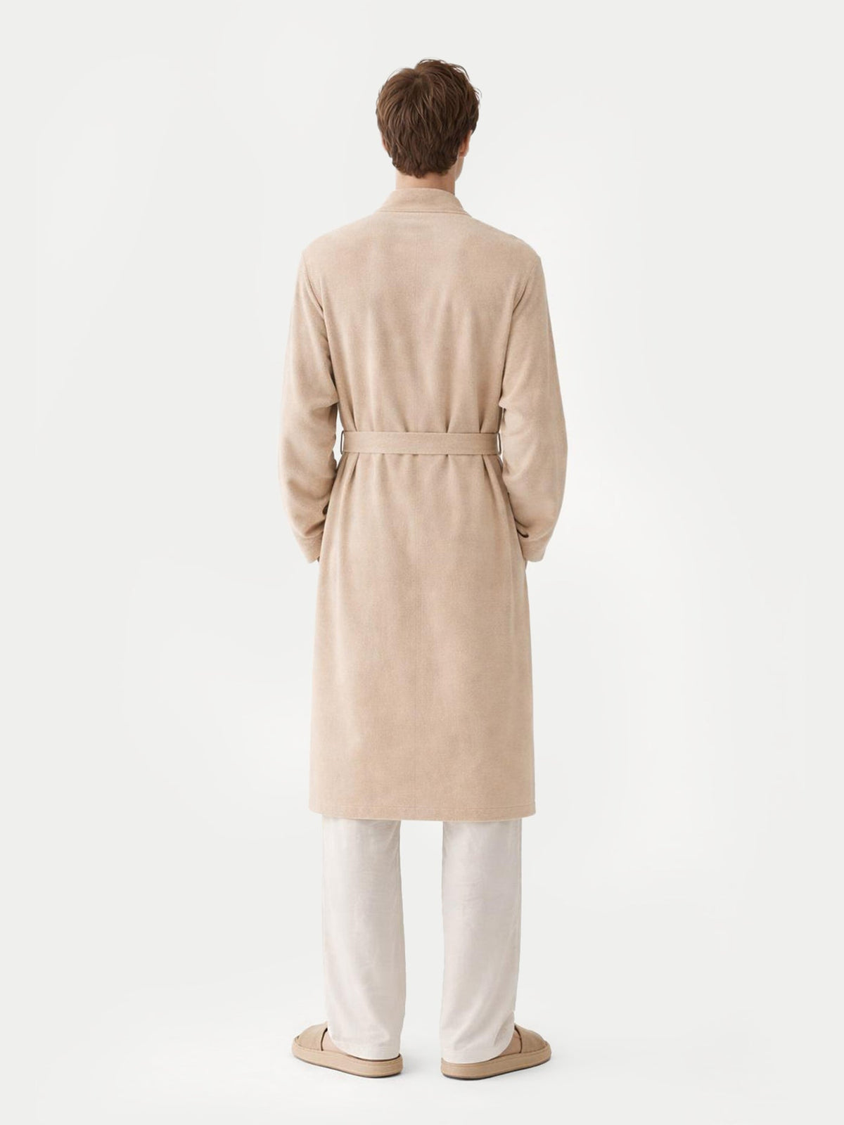 Natural Color Men's Cashmere Robe — Beige