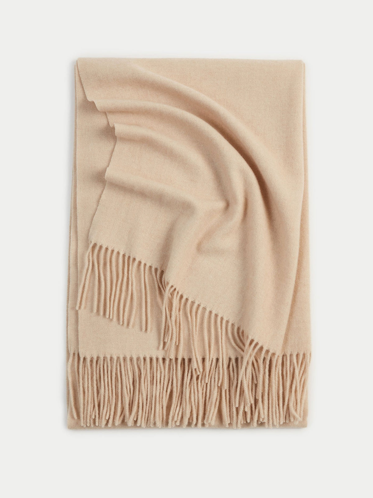 Oversized Cashmere Woven Scarf — Beige