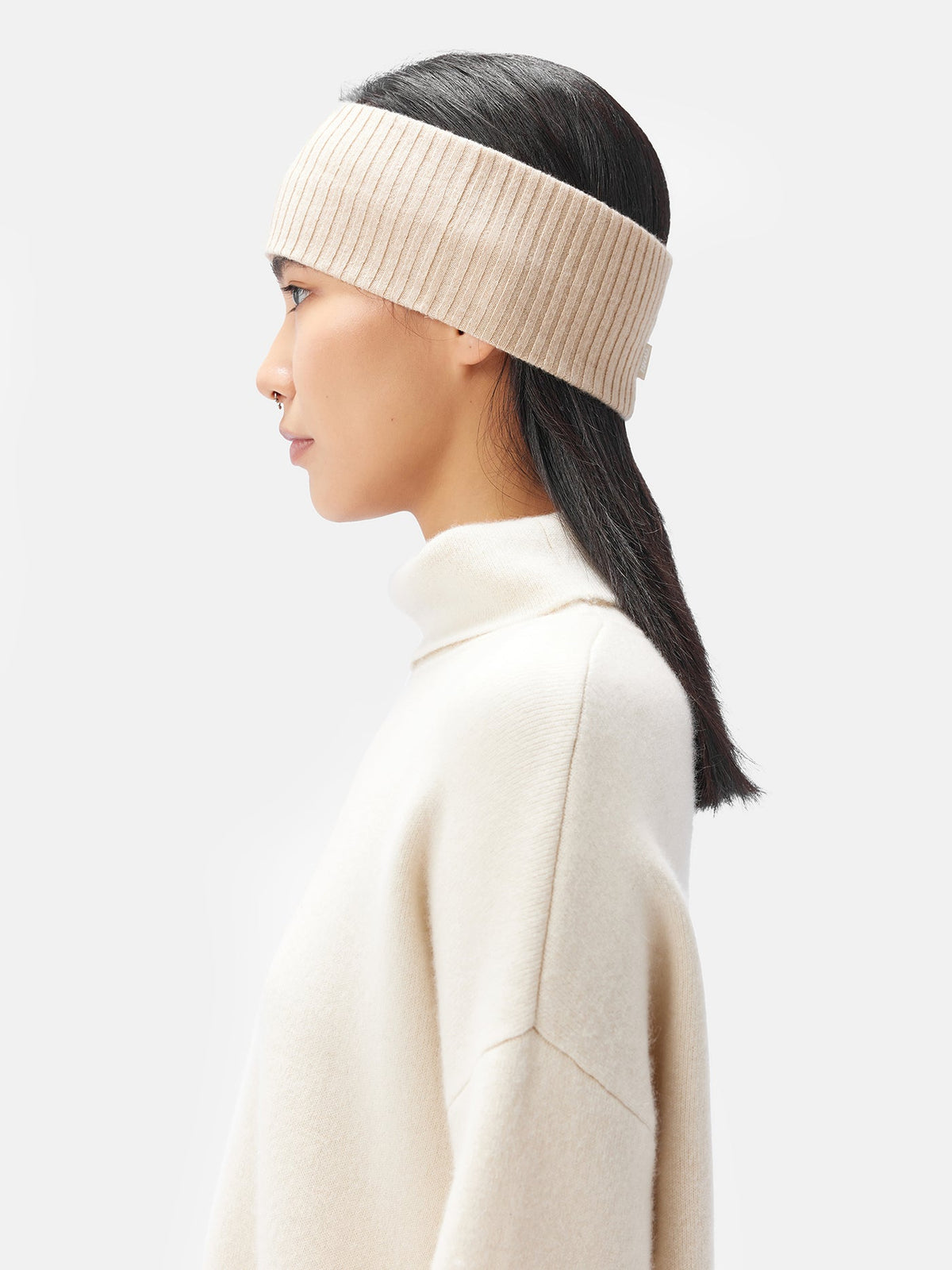 Natural Color Responsible Cashmere Headband — Beige