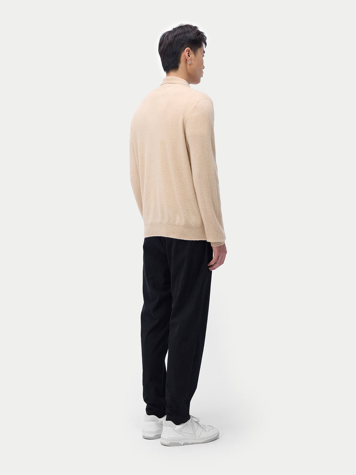 Essential Cashmere Polo Sweater — Beige