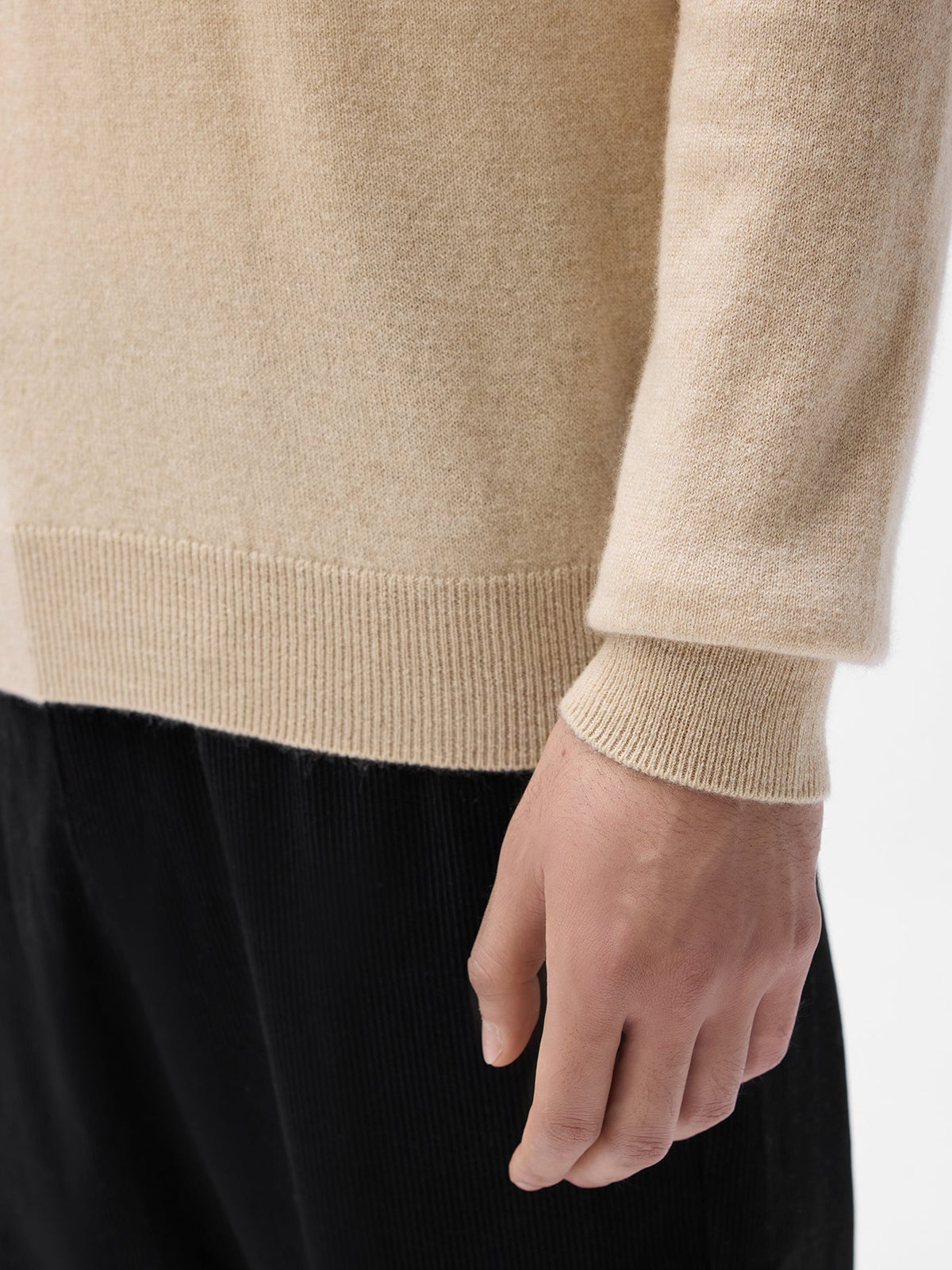 Essential Organic Mock Neck Cashmere Sweater — Beige