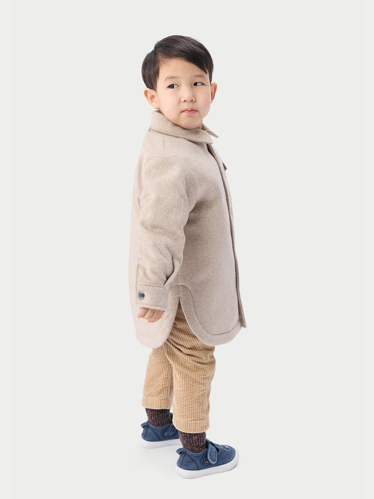Natural Color Kids Cashmere Sewn Jacket — Beige