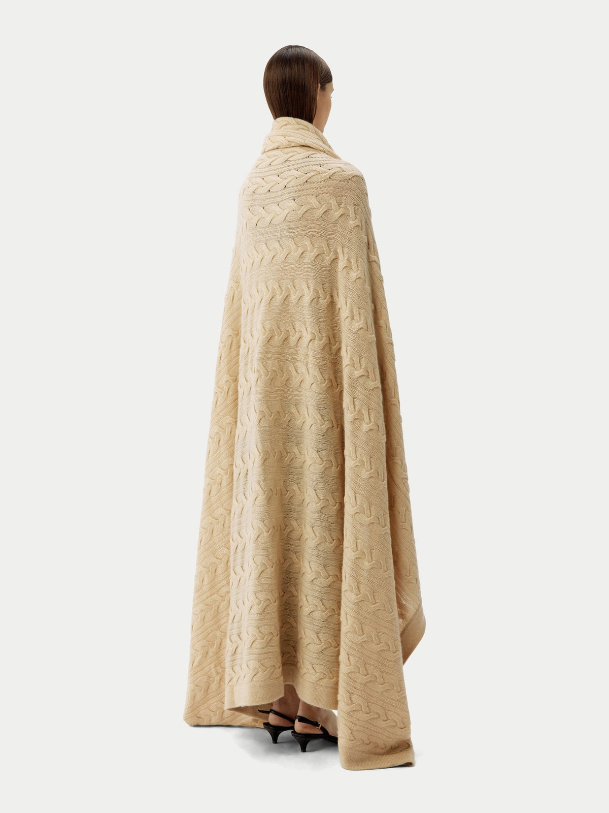 Cable Knit Cashmere Blanket — Beige