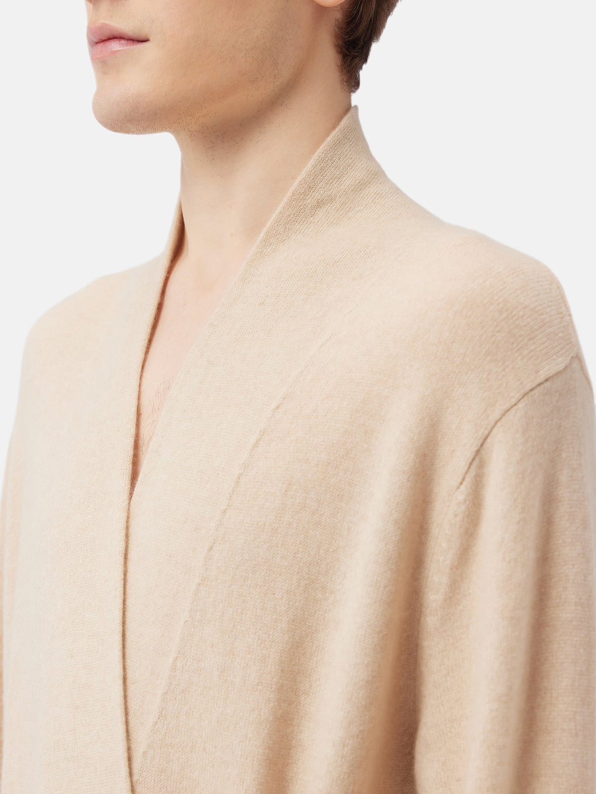 Natural Color Men's Cashmere Robe — Beige