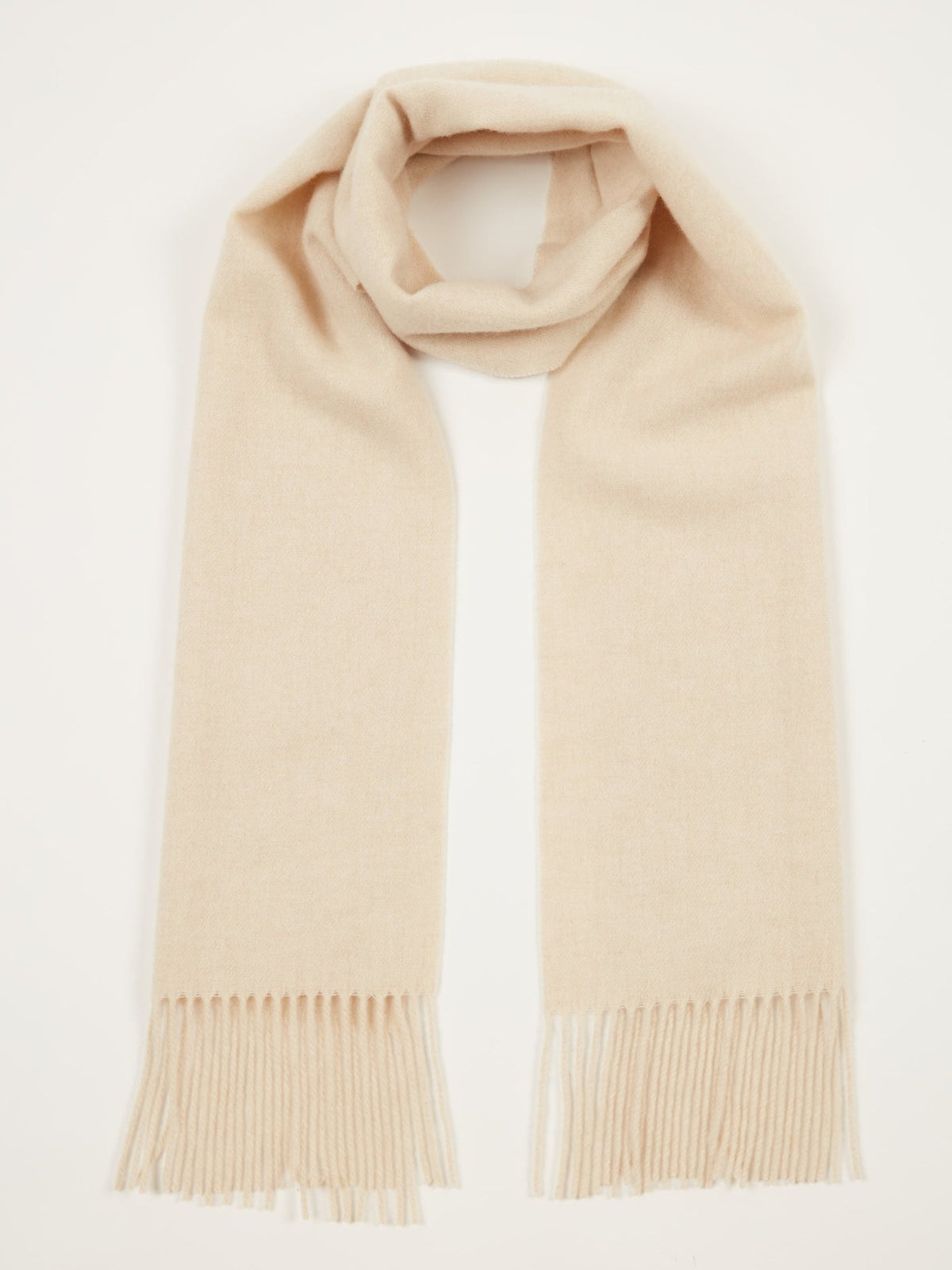 Cashmere Fringed Scarf — Beige