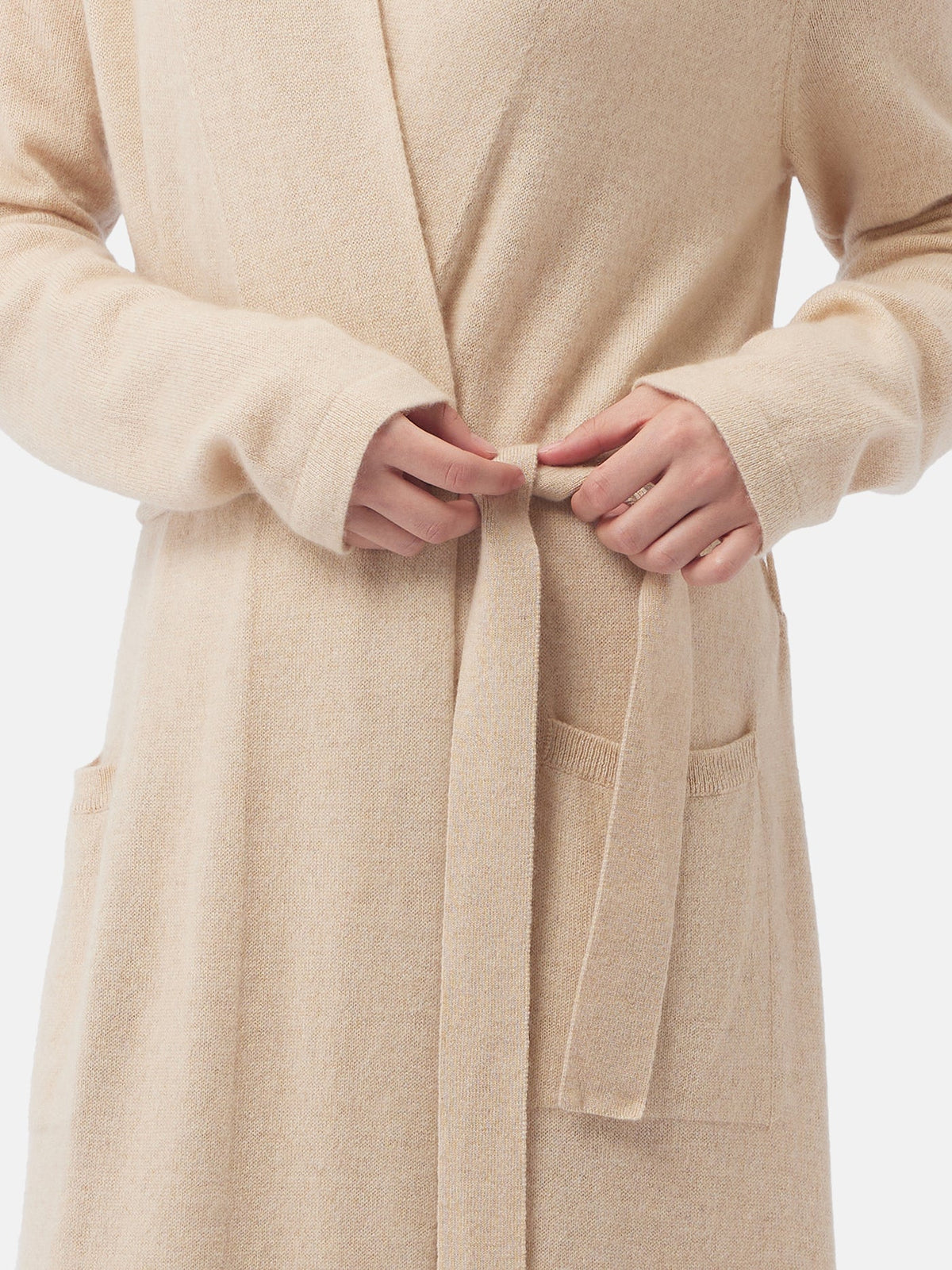 Natural Color Long Cashmere Robe — Beige