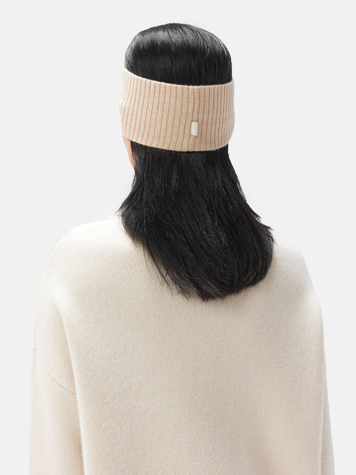 Natural Color Responsible Cashmere Headband — Beige