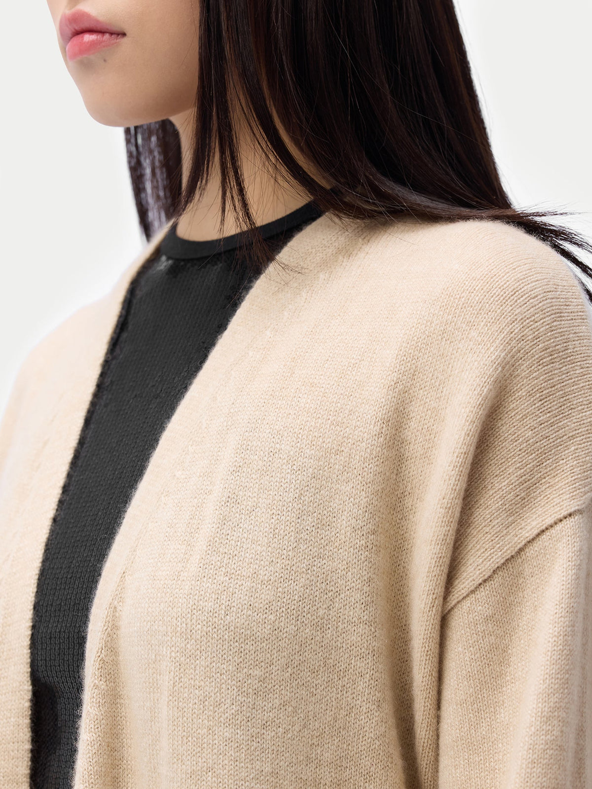 Long Maternity Cashmere Robe — Beige