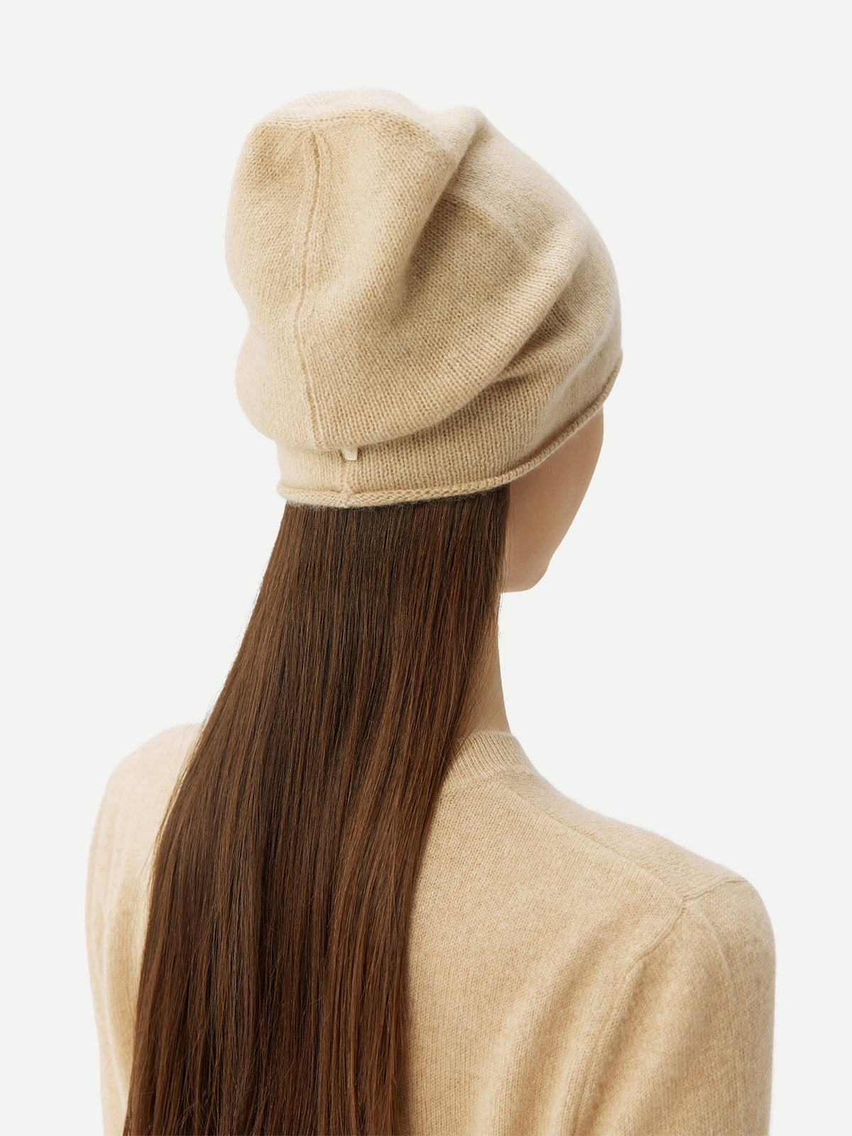 Cashmere Hat & Sweater Set — Beige