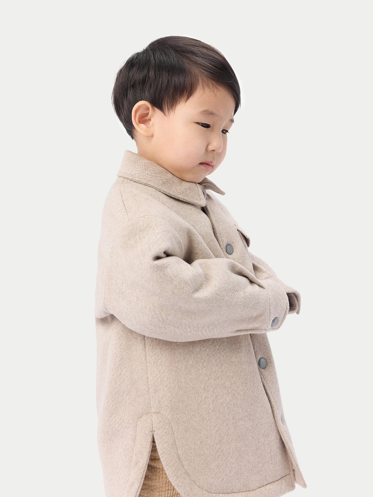 Natural Color Kids Cashmere Sewn Jacket — Beige