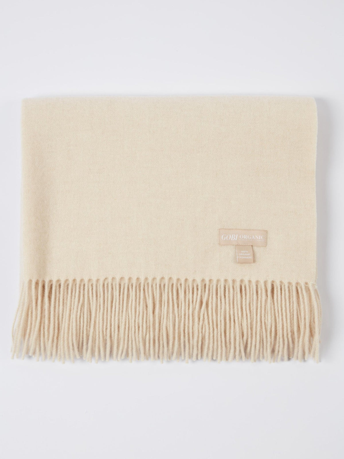 Wide Fringe Scarf — Beige