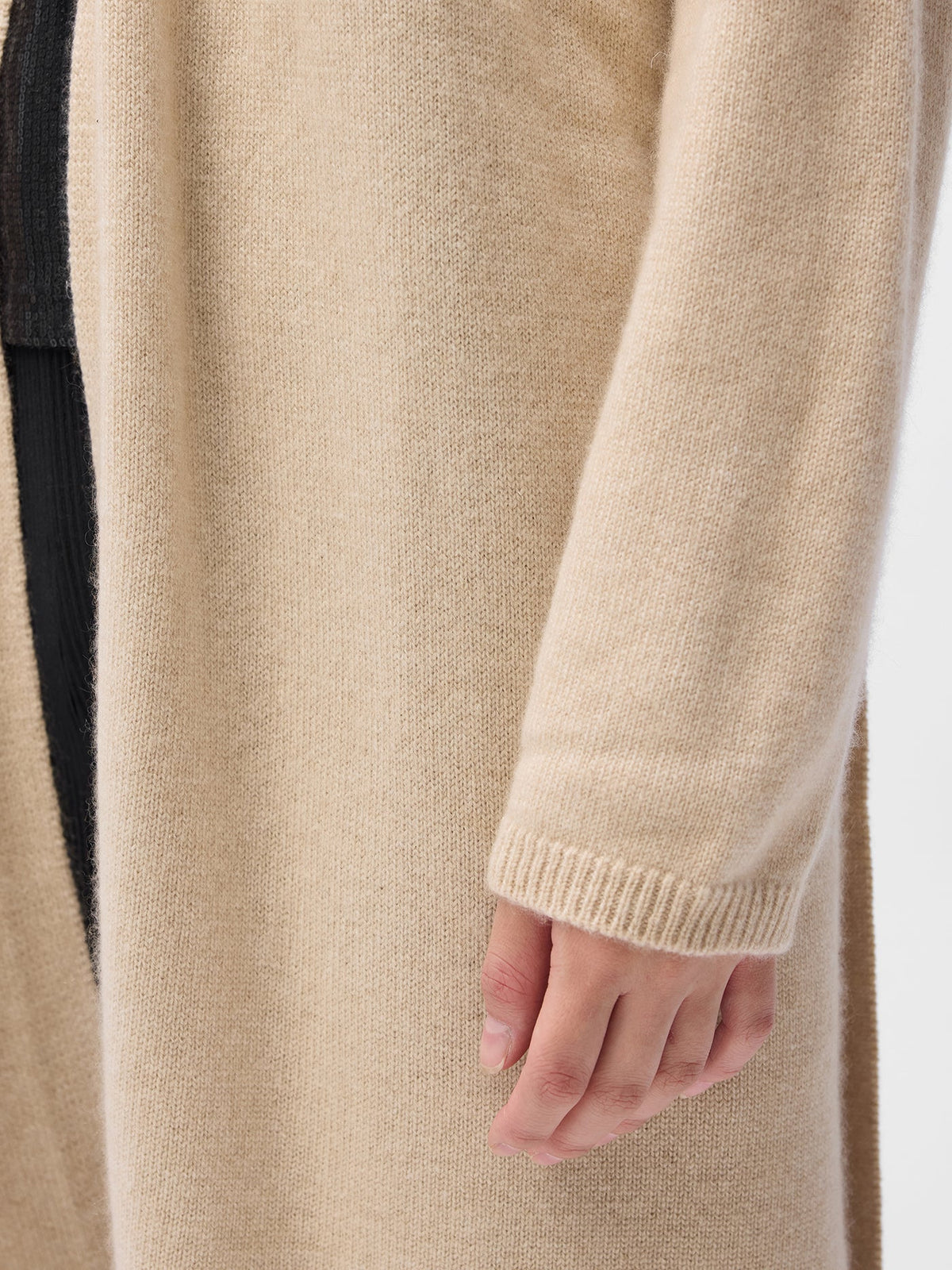 Long Maternity Cashmere Robe — Beige