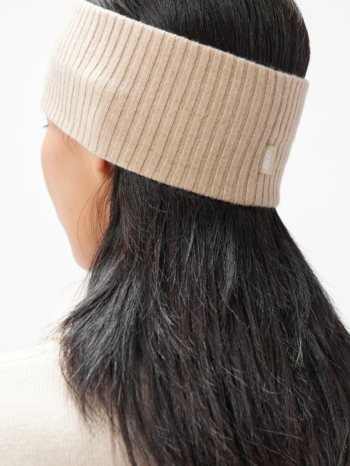 Natural Color Responsible Cashmere Headband — Beige