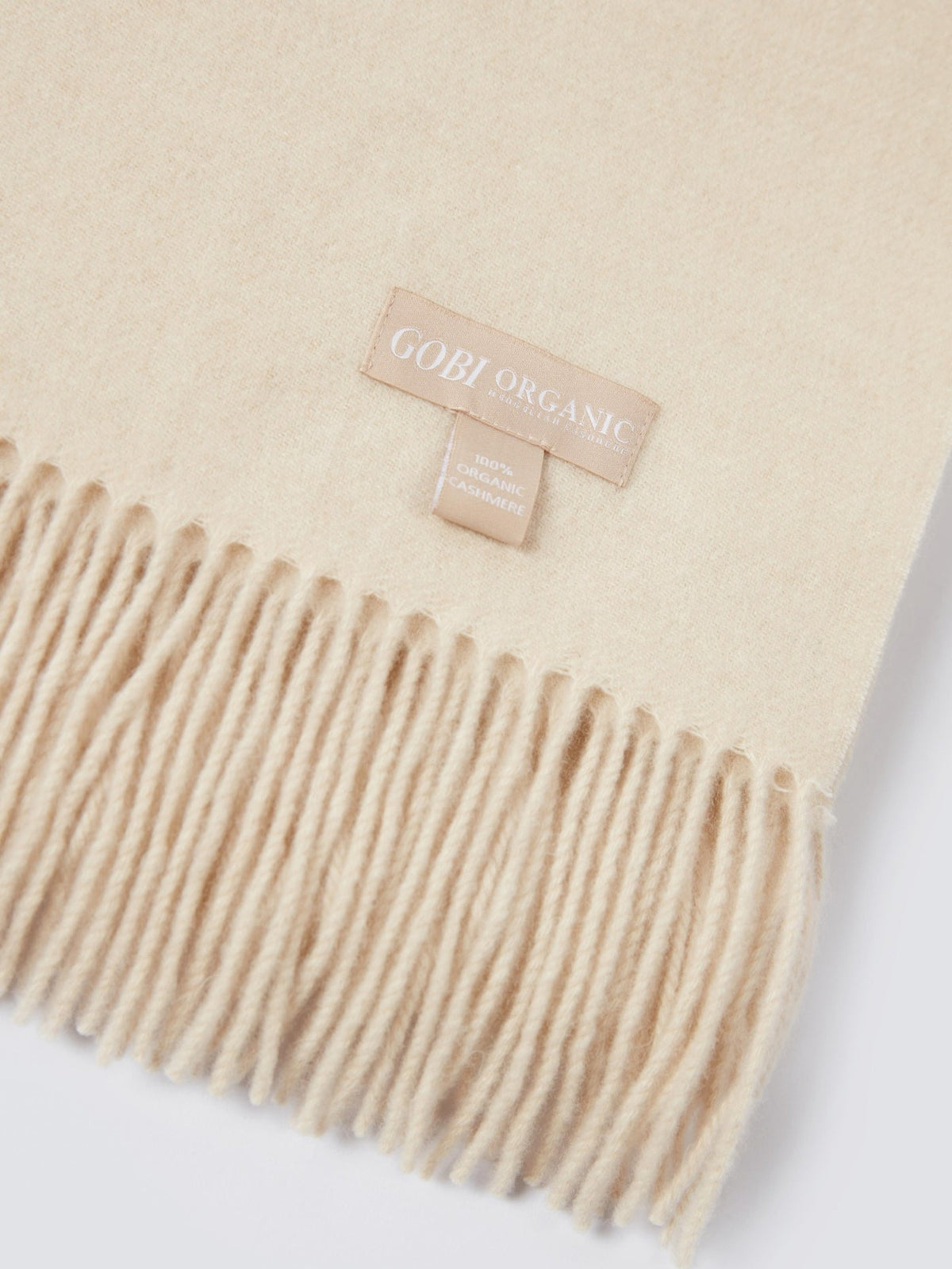 Wide Fringe Scarf — Beige