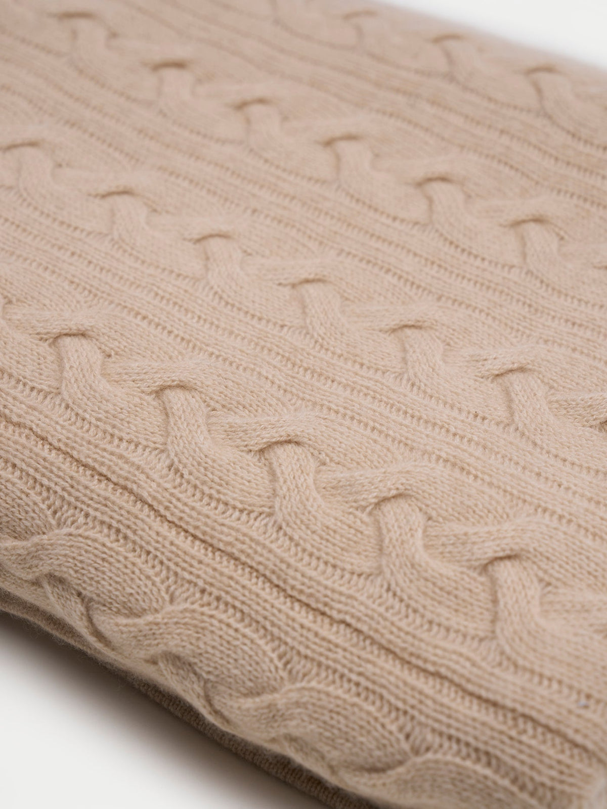 Cable Knit Cashmere Blanket — Beige