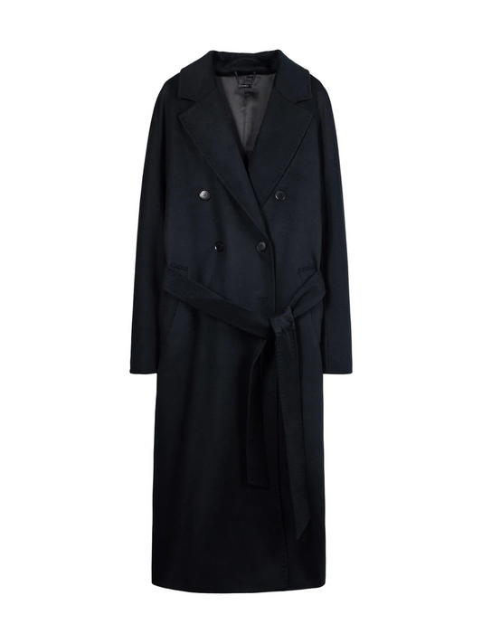 Women's Double-breasted Cashmere Coat — Black