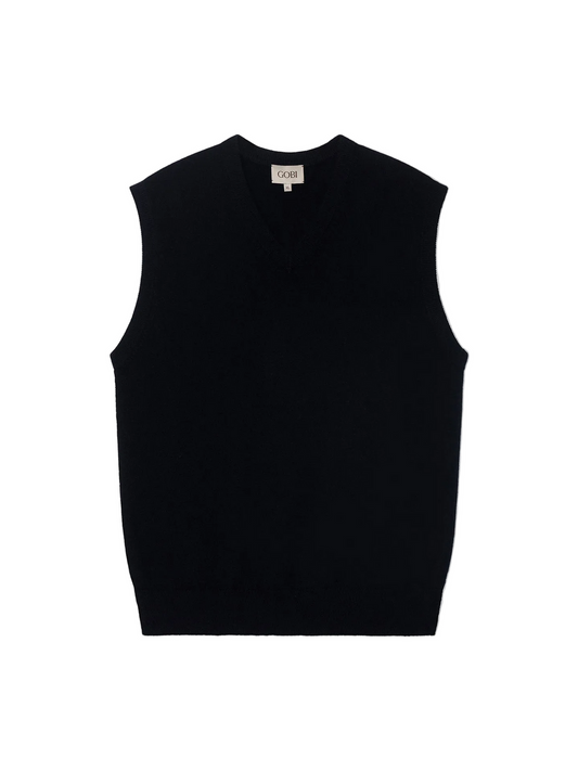 Timeless V-neck Cashmere Vest — Black