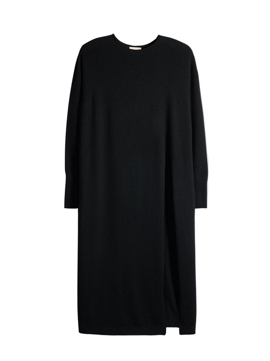 Cashmere Side-slit Maxi Dress — Black