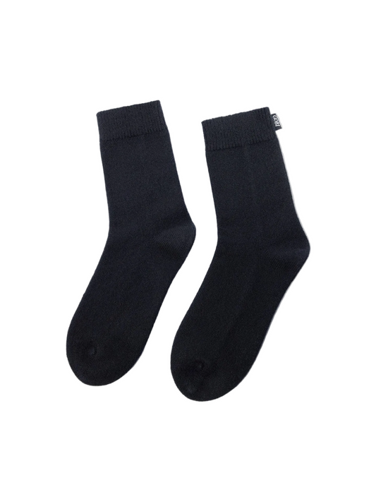 Unisex Cashmere Rib Knit Bed Socks — Black