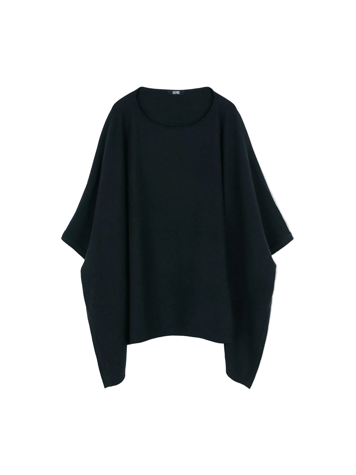 Boat-neck Cashmere Poncho — Black