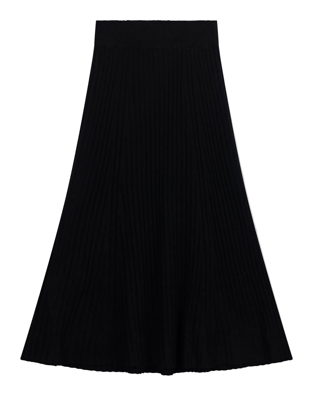 Calf-length Cashmere Skirt — Black