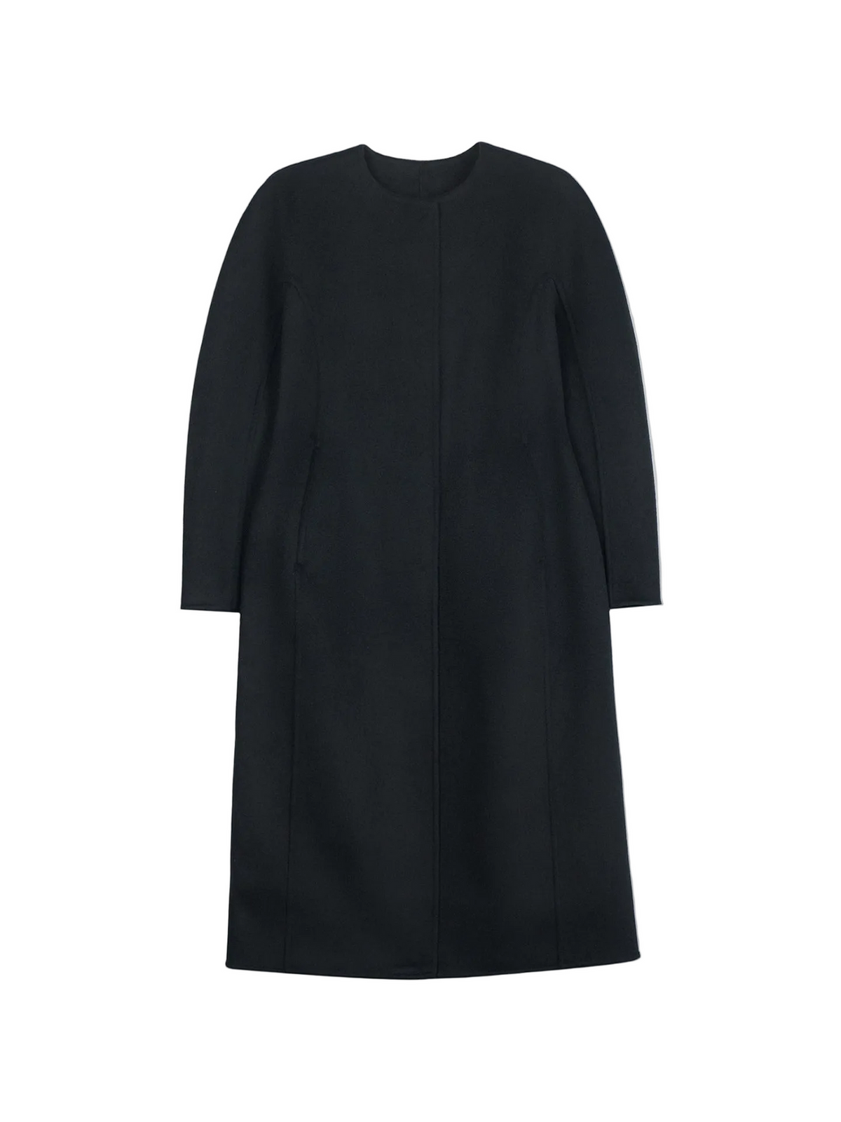 Oval-sleeve Cashmere Coat — Black