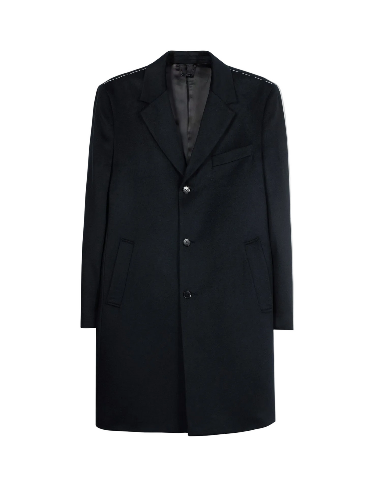 Men's Cashmere Coat With Notched Lapels — Black